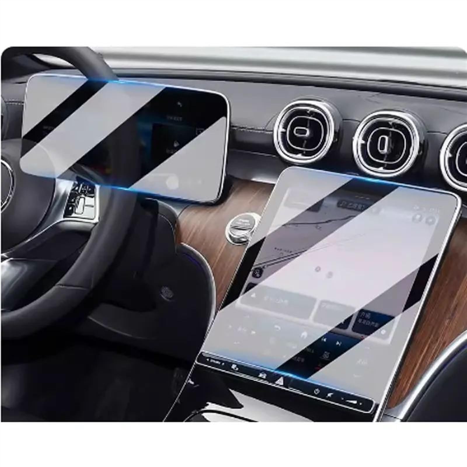 GTVRFLOKI Kompatibel Mit Benz Für C-Klasse W206 2023 2022 12,3 Zoll Autonavigation Displayschutz Aus Gehärtetem Glas Auto Navi-Schutzfolie(GPS and Instrument) von GTVRFLOKI