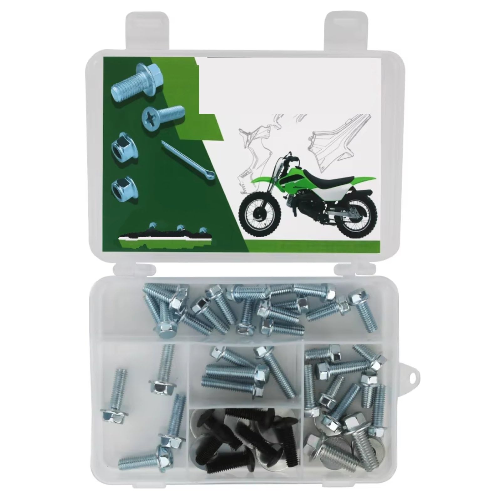 GTVRFLOKI Kompatibel Mit Für KDX80 1979-2000 Für KDX125 1990-1999 Motorradverkleidung, Windschutzscheibenschrauben, Schraubensatz, Mutternclips Motorrad Schraubenset(60 PCS) von GTVRFLOKI