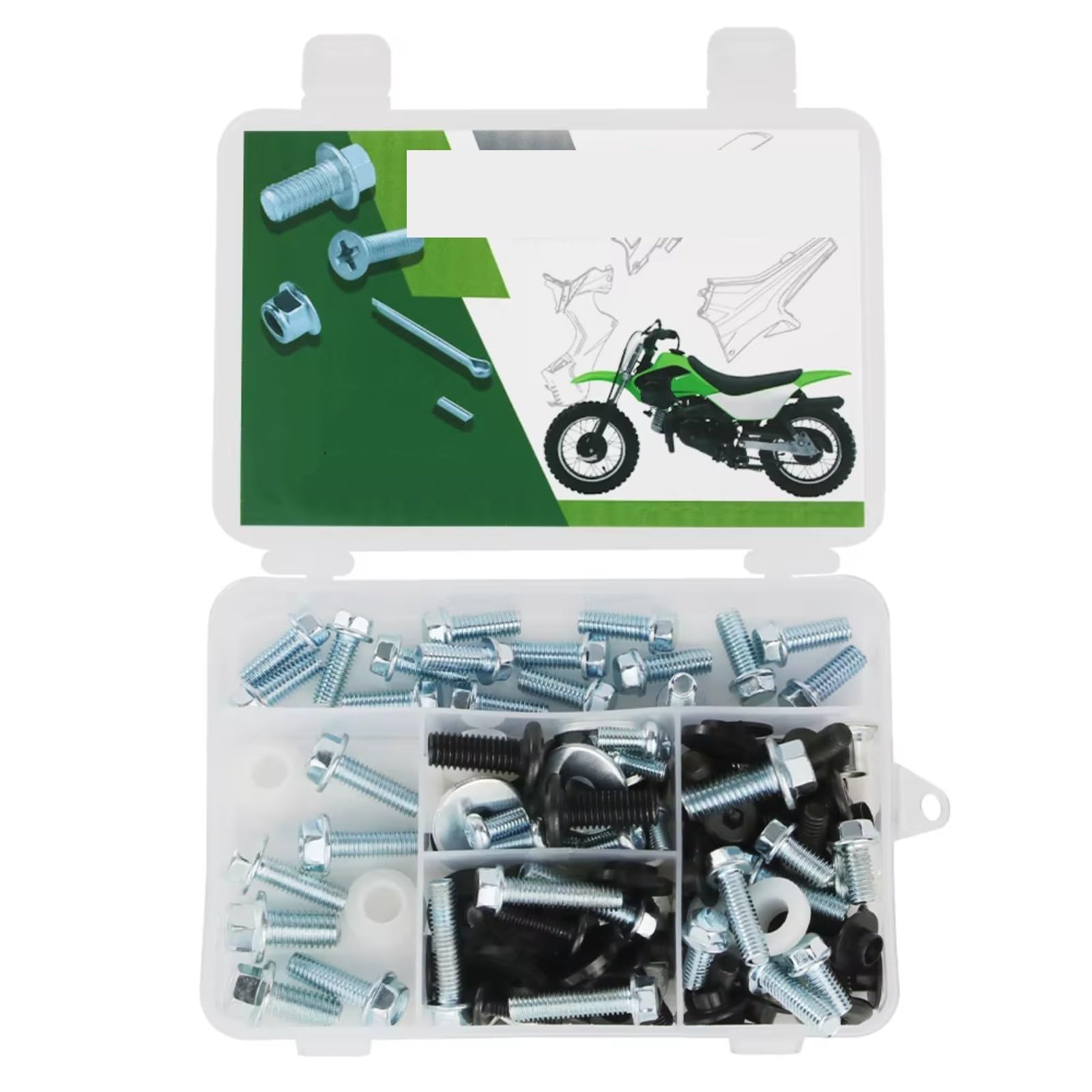 GTVRFLOKI Kompatibel Mit Für KDX80 1979-2000 Für KDX125 1990-1999 Motorradverkleidung, Windschutzscheibenschrauben, Schraubensatz, Mutternclips Motorrad Schraubenset(96 PCS) von GTVRFLOKI