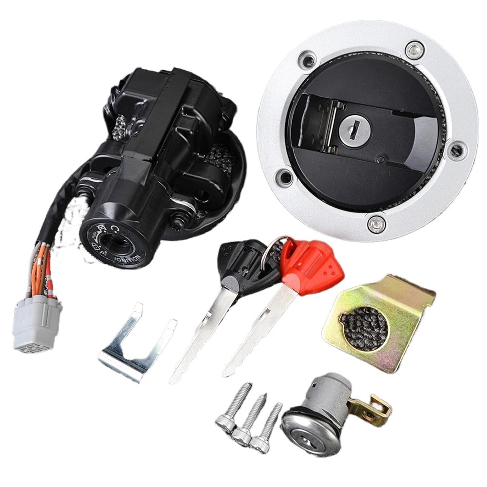 GTVRFLOKI Kompatibel Mit Suzuki Für GSXR1000 2005 2006 2007 2008-2015 2016 2017 2018 Motorrad-Zündungsstartschalter Keys Lock Draht Socket 37101-40841 Moto Bike-Zündschloss von GTVRFLOKI