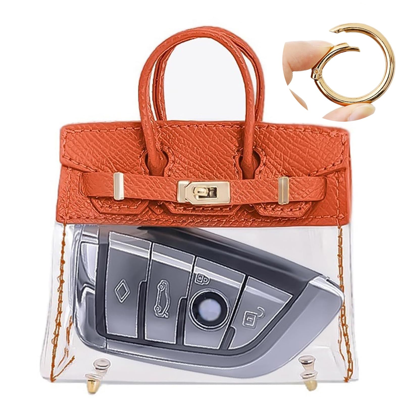 GTZTYZ Kreatives Mini-Handtaschen-Design, Auto-Schlüsselanhänger, Damen-Schlüsseltasche, Mini-Handtasche, exquisite transparente Handtasche, Kopfhörer-Tasche, Orange/Abendrot im Zickzackmuster (Sunset von GTZTYZ