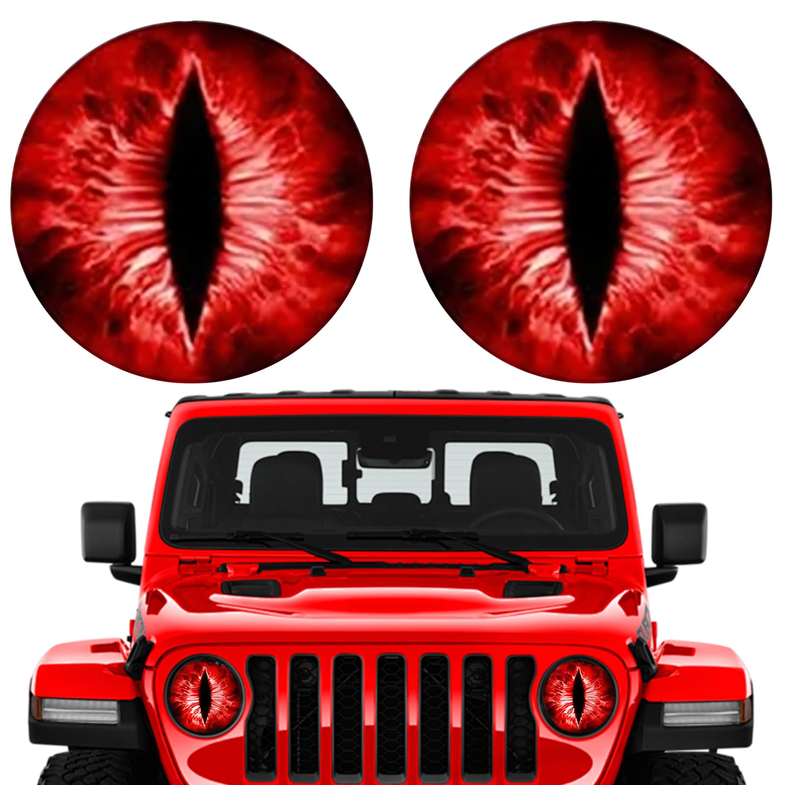 GUAHKUN Beast Eyes Scheinwerfer Aufkleber, Augen Aufkleber für Jeep Scheinwerfer, runde Scheinwerfer Aufkleber, 3D Stereo Eyes Scheinwerfer Aufkleber (Rot x 4 Paare) von GUAHKUN