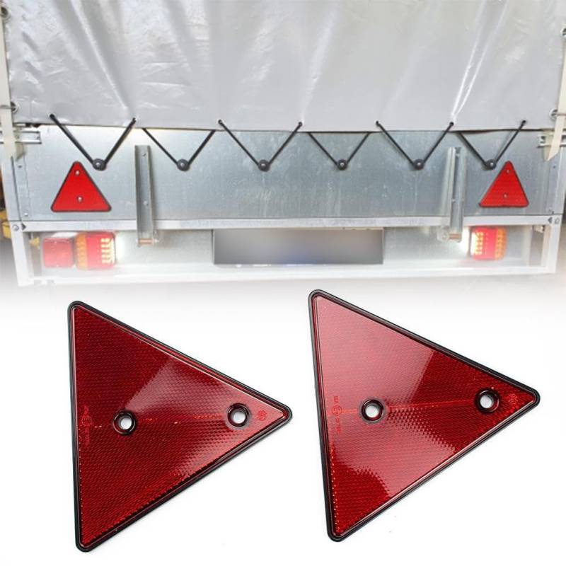 GUDFBALE 2PCS Rückstrahler Anhänger Rot Dreieckreflektoren Katzenauge Wohnwagen PKW Für Anhänger Hinten für Anhänger Motorrad Wohnwagen LKW Boot von GUDFBALE