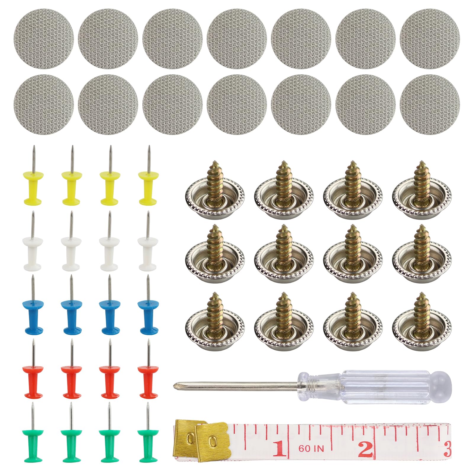 65 Stück Dachhimmel Reparatur Set, Grau KFZ Reparatur Nieten, Auto Dachhimmel Reparatur Knopf, Autodach-Reparaturschraube Auto Dach Nieten, mit Stecknadeln Schraubendreher Maßband für Alle Autos von GUDQVOZIHG