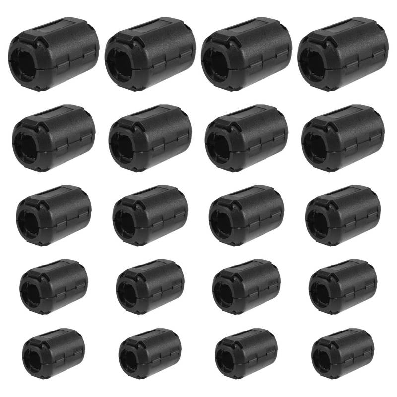 Ferrit-Ringkern-Rauschunterdrückungskabel-Clip für Kabel mit 3 mm/5 mm/7 mm/9 mm/13 mm Durchmesser, Schwarz, 20 Stück von GUIJIALY