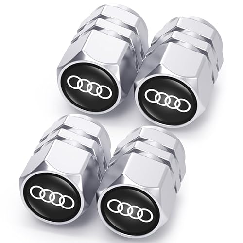 4 Stück Auto Ventilkappen für Audi A1 A3 RS3 A4 A5 A6 A7 RS7 A8 Q3 Q5 Q7 R8 S Series car tire,Legiertes Metall Ventilkappen,Auto Reifenventil Kappe Staubkappen Zubehör von GUNGLE