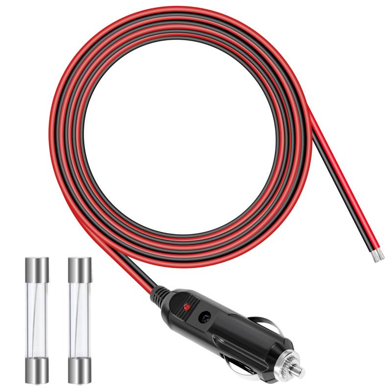 GUNGY Zigarettenanzünder Stecker 12V Autostecker mit 2M Verlängerungskabel 14AWG Zigarettenanzünder Steckerkabel mit Sicherung 15A für Auto LKW Wohnmobil Zigarettenanzünder-Buchse von GUNGY