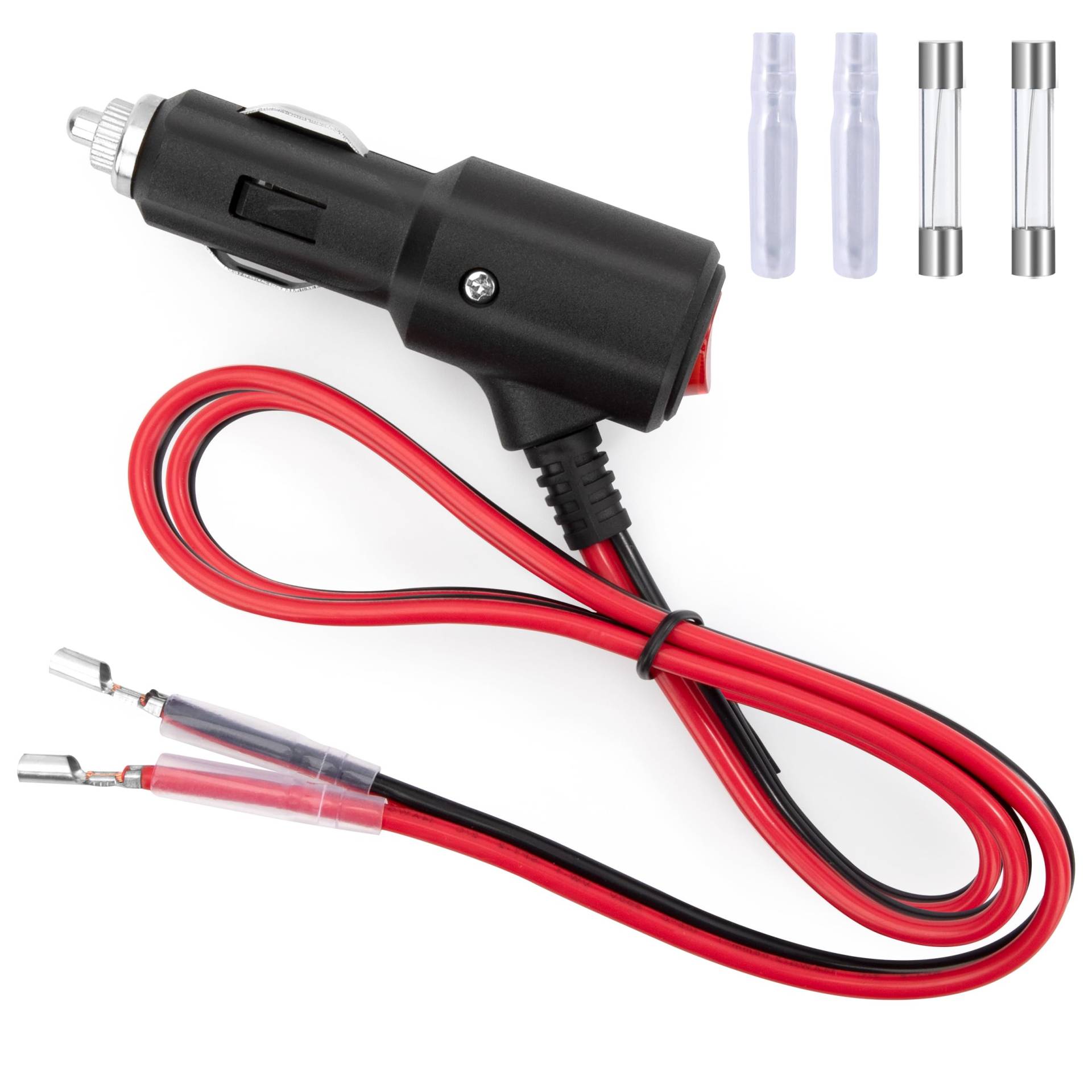 GUNGY Zigarettenanzünder Stecker mit Schalter 12 V/24 V Autostecker mit 1M Verlängerungskabel 14AWG Zigarettenanzünder Steckerkabel mit Sicherung 15A für Auto LKW Wohnmobil von GUNGY