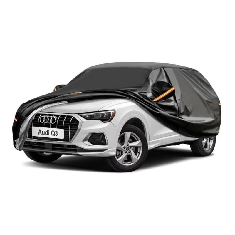 GUNHYI Auto Abdeckplane Wasserdicht Passend für Audi Q3（2012-2024） 7 Schichten Vollgarage Autoabdeckung Autoplane für Regen Sonne Staub Schutz，Mit Baumwollfutter und Reißverschluss ausgestattet von GUNHYI