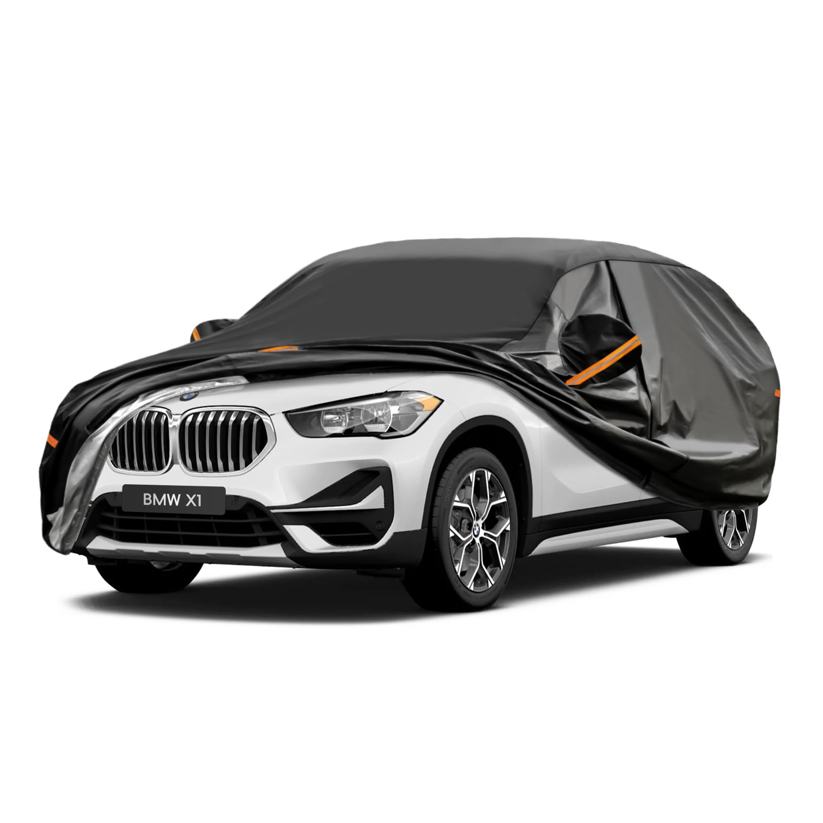 GUNHYI Auto Abdeckplane Wasserdicht Passend für BMW X1(2009-2024) 7 Schichten Vollgarage Autoabdeckung Autoplane für Regen Sonne Staub Schutz，Mit Baumwollfutter und Reißverschluss ausgestattet. von GUNHYI