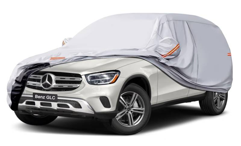 GUNHYI Auto Abdeckplane Wasserdicht Passend für Benz GLC（2015-2024） 6 Schichten Vollgarage Autoabdeckung Autoplane für Regen Sonne Staub Schutz，Mit Baumwollfutter und Reißverschluss ausgestattet. von GUNHYI