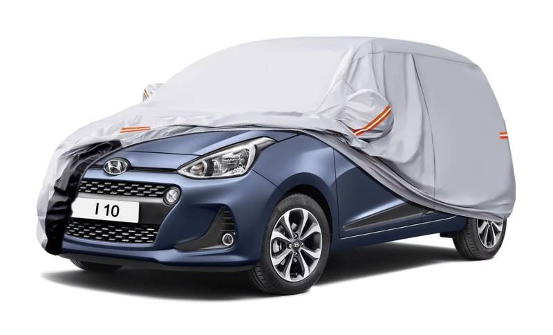 GUNHYI Auto Abdeckplane Wasserdicht Passend für Hyundai i10（2012-2024） 6 Schichten Vollgarage Autoabdeckung Autoplane für Regen Sonne Staub Schutz，Mit Baumwollfutter und Reißverschluss ausgestattet. von GUNHYI