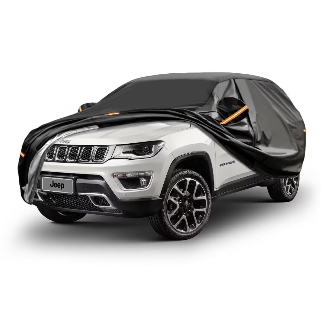 GUNHYI Auto Abdeckplane Wasserdicht Passend für Jeep Compass(2010-2024), 7 Schichten Vollgarage Autoabdeckung Autoplane für Regen Sonne Staub Schutz，Mit Baumwollfutter und Reißverschluss ausgestattet von GUNHYI