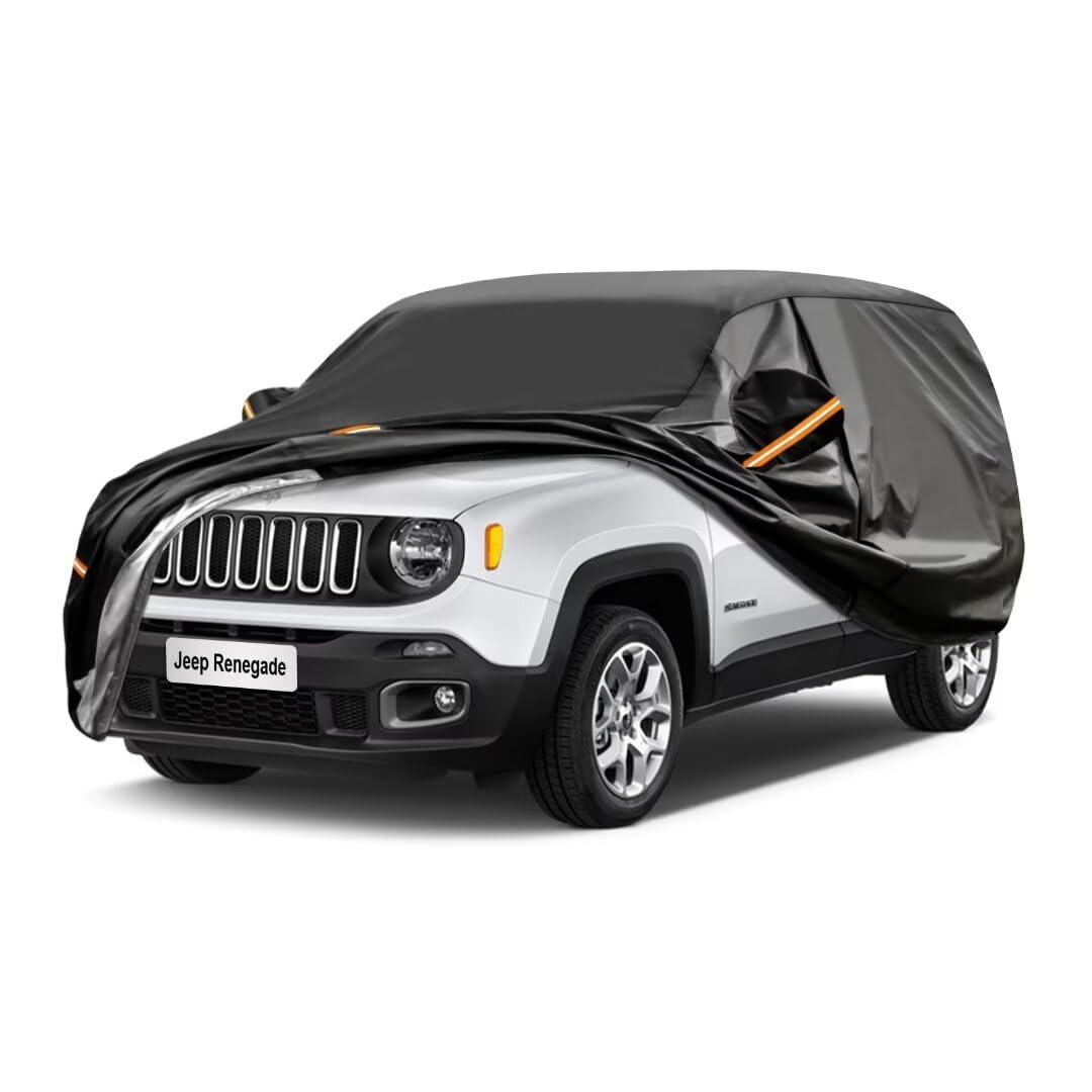 GUNHYI Auto Abdeckplane Wasserdicht Passend für Jeep Renegade（2014-2024） 7 Schichten Vollgarage Autoabdeckung Autoplane für Regen Sonne Staub Schutz，Mit Baumwollfutter und Reißverschluss ausgestattet von GUNHYI