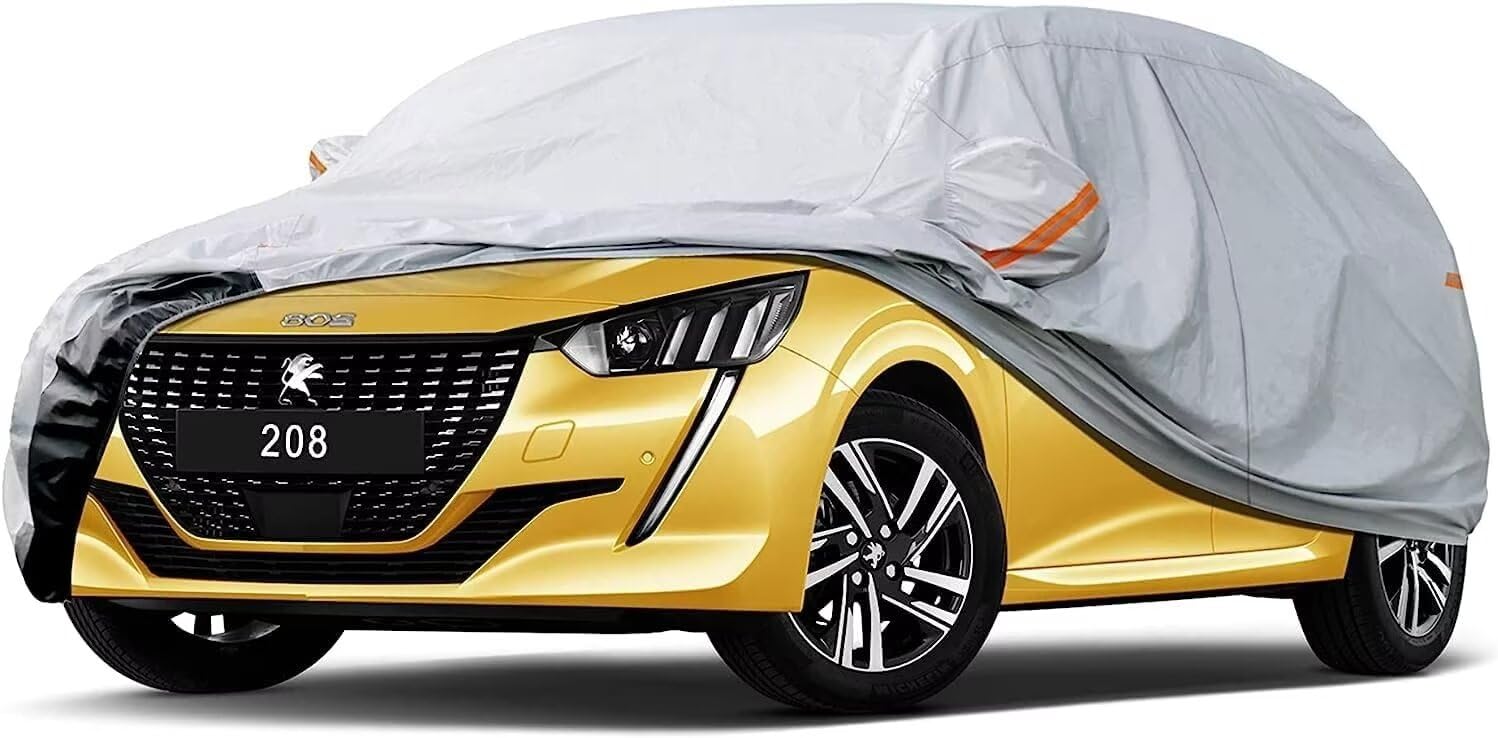 GUNHYI Auto Abdeckplane Wasserdicht Passend für Peugeot 208(2012-2024) 6 Schichten Vollgarage Autoabdeckung Autoplane für Regen Sonne Staub Schutz，Mit Baumwollfutter und Reißverschluss ausgestattet. von GUNHYI