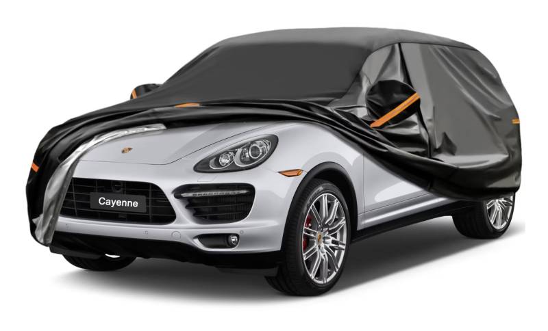 GUNHYI Auto Abdeckplane Wasserdicht Passend für Porsche Cayenne（2010-2024）7 Schichten Vollgarage Autoabdeckung Autoplane für Regen Sonne Staub Schutz，Mit Baumwollfutter und Reißverschluss ausgestattet von GUNHYI