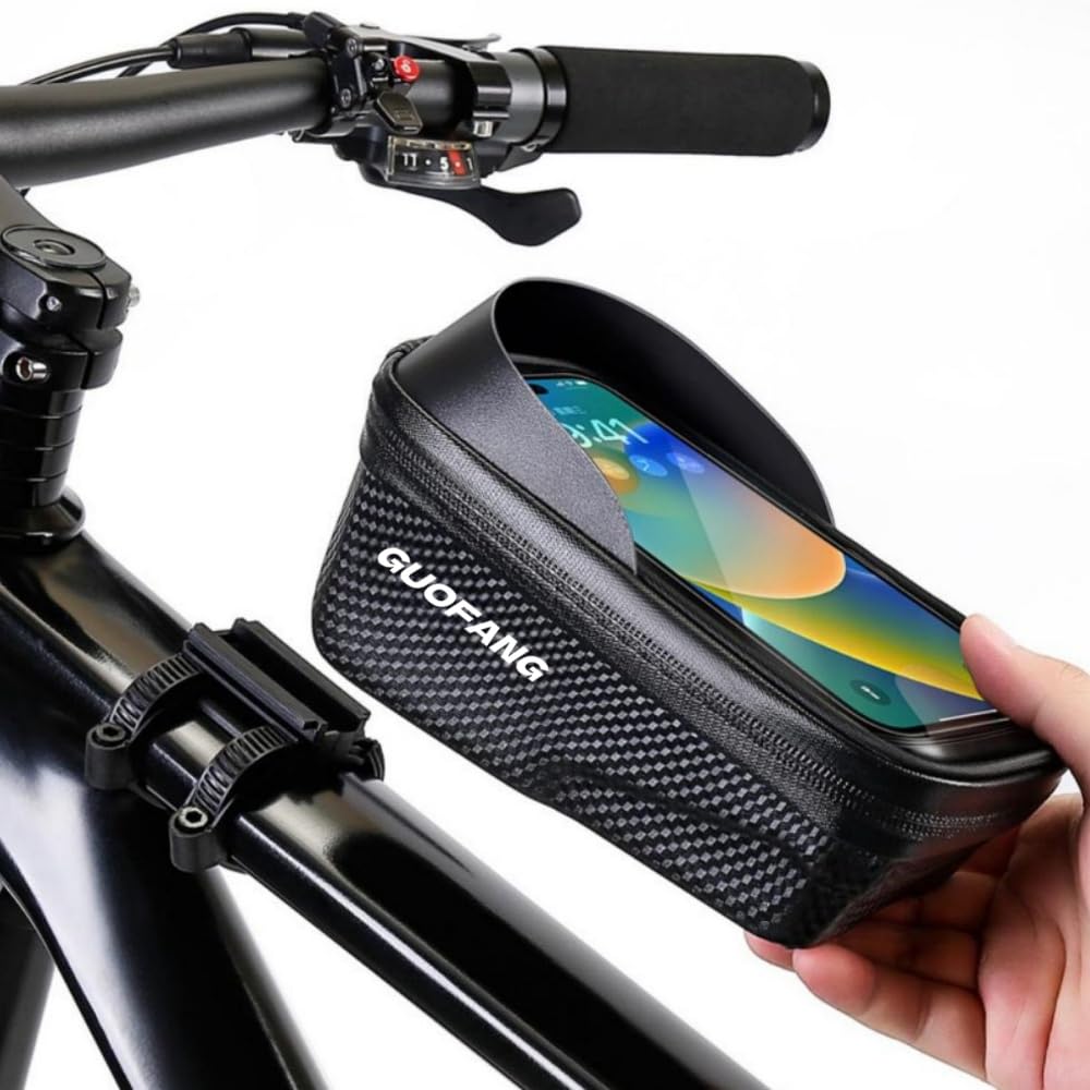 GUOFANG Fahrrad Rahmentasche, multifunktionale langlebige Eva-Material, TPU Touchscreen Handy-Halter für Mountainbikes und Straßenfahrräder von GUOFANG