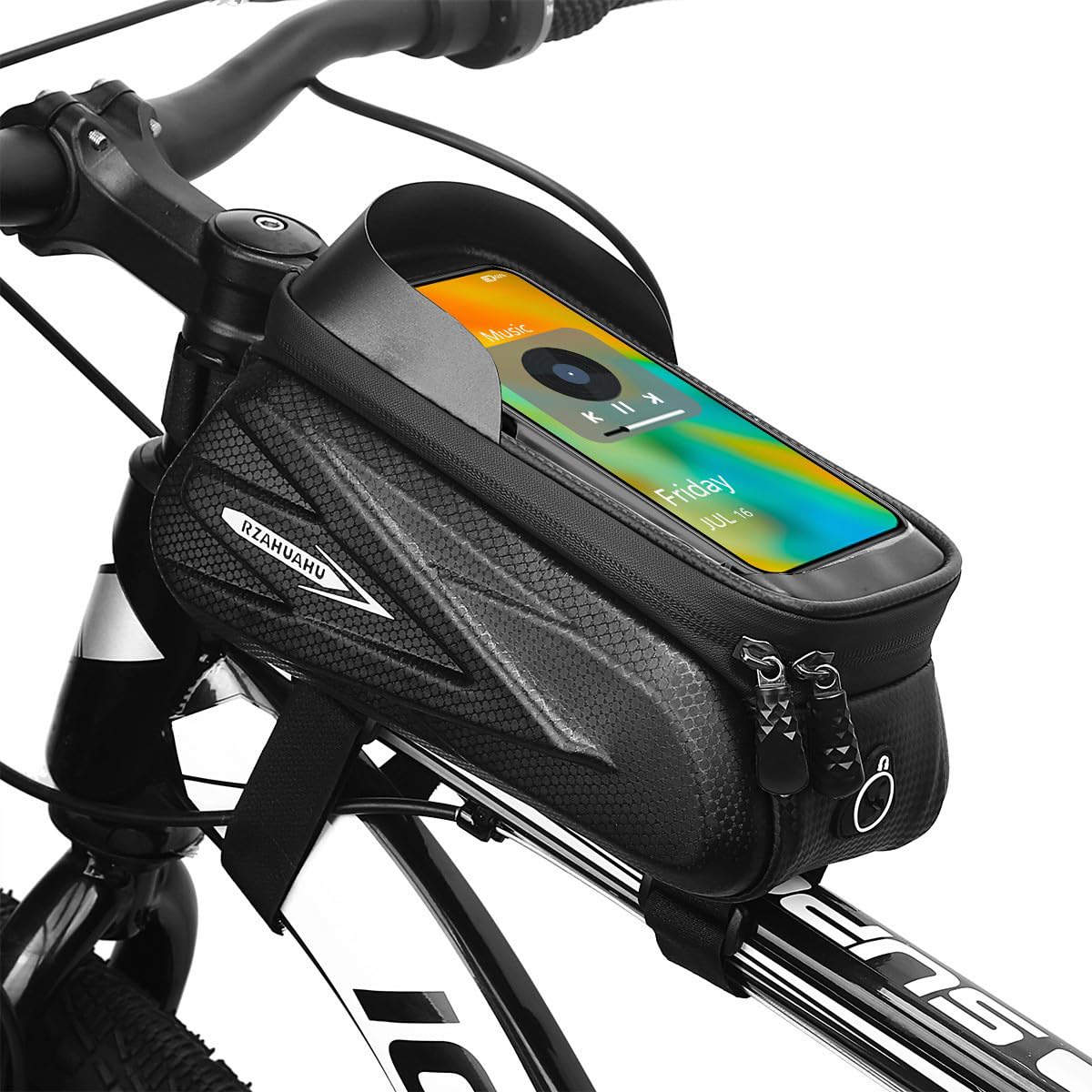 Fahrrad Gepäckträgertasche Fahrrad Rahmentasche Rennrad MTB Radfahren Wasserdichtes Handy Halter EVA Druckfestes Fahrrad Zubehör mit TPU Touchscreen Visier Regenschutz für Handys bis zu 7.2 Zoll von GUOFANG