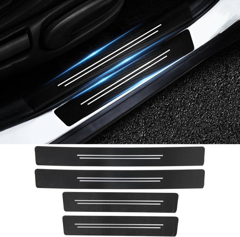 4 Stück Auto Carbon Fiber Einstiegsleisten Türschweller, für Suzuki SX4/SX4 S-Cross 2000-2023 2024 rutschfeste Anti-KratzTrim Scuff Styling,Schwellenschutz Aufkleber,White von GUOLEIOO