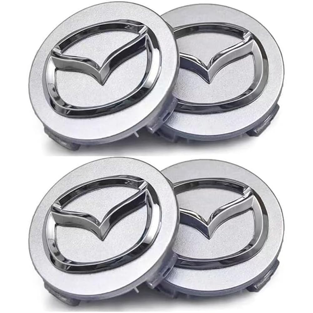 4 Stück Auto Nabendeckel für Mazda RX-8 2005-2012, Radnabenabdeckung Radnabenkappen Felgendeckel Felgenkappen Nabenkappen Radnabendeckel,B/Silver-57mm von GUOPENG