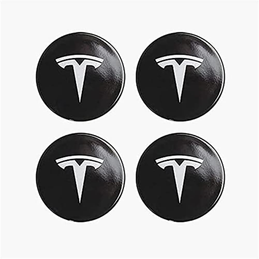 4 Stück Auto Nabendeckel für Tesla Model S X 3 Y, Radnabenabdeckung Radnabenkappen Felgendeckel Felgenkappen Nabenkappen Radnabendeckel,A/Black-56mm von GUOPENG