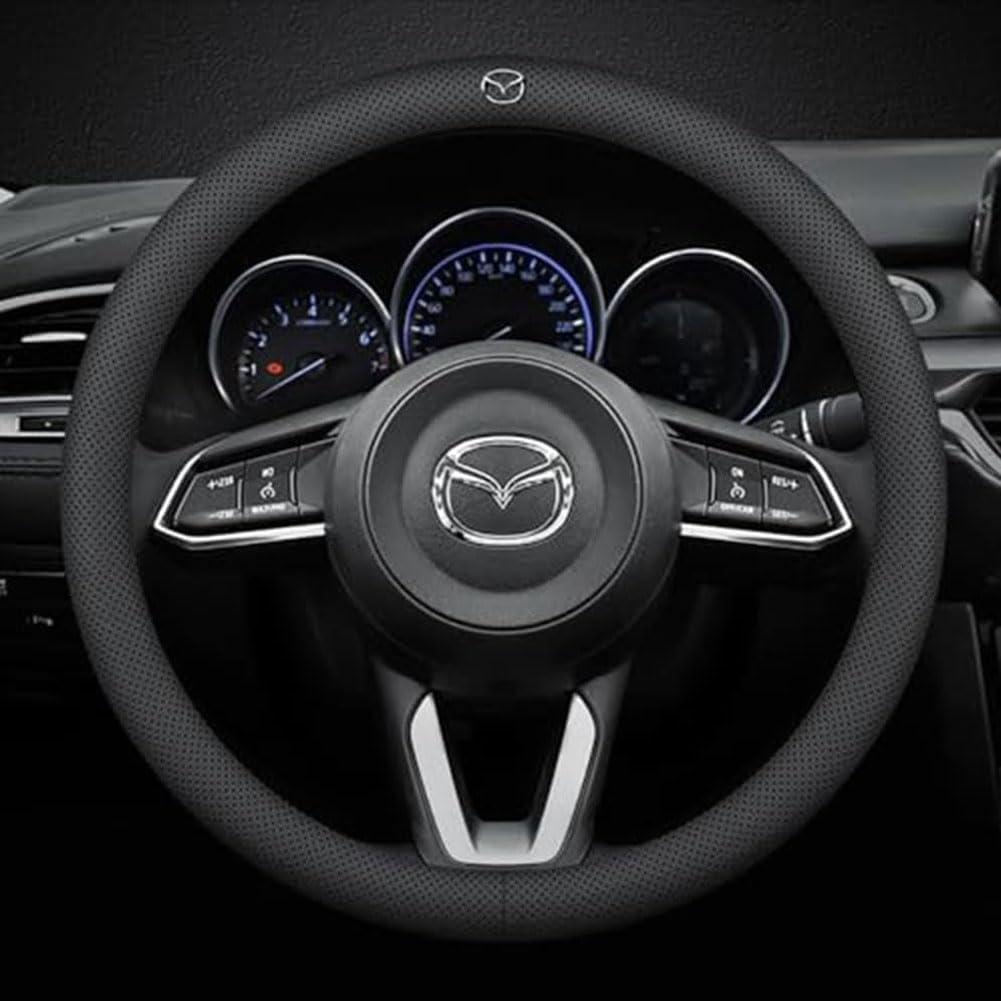 Auto Lenkradbezug für Mazda CX-5 2012-2017, Lenkrad Abdeckung Leder Lenkradhülle Lenkradschoner Atmungsaktives Lenkradhüllen Zubehör,C/Black-3 von GUOPENG