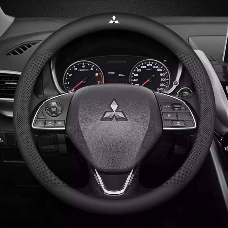 Auto Lenkradbezug für Mitsubishi Eclipse Cross 2018-2024, Lenkrad Abdeckung Leder Lenkradhülle Lenkradschoner Atmungsaktives Lenkradhüllen Zubehör,B/Black-2 von GUOPENG