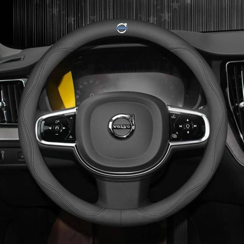 Auto Lenkradbezug für Volvo C30 2006-2010, Lenkrad Abdeckung Leder Lenkradhülle Lenkradschoner Atmungsaktives Lenkradhüllen Zubehör,A-B/Black-2 von GUOPENG