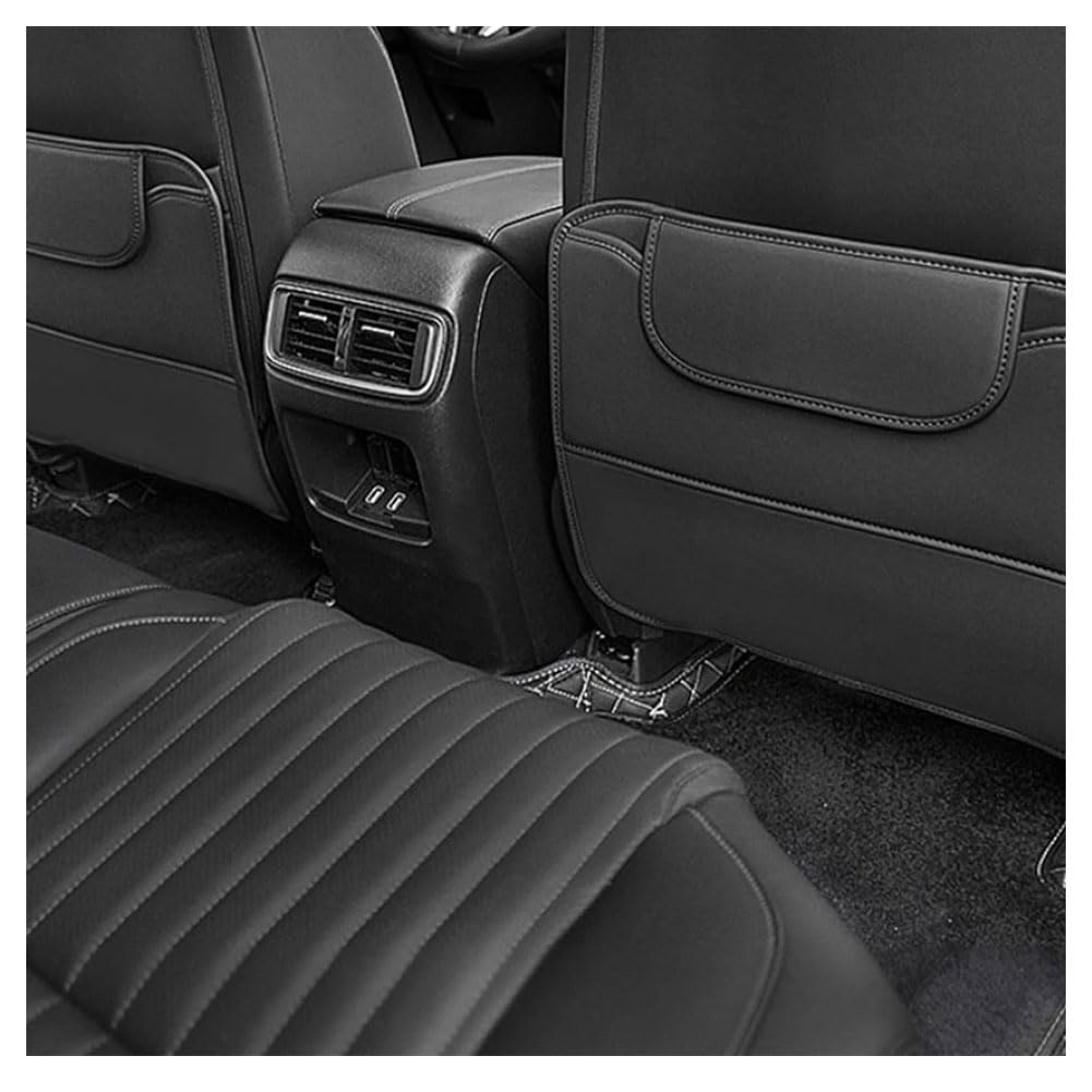 GUOPENG Auto Rückenlehnenschutz für Audi Cabrio 8E, Leder Autositz Rückenlehne Anti-Kick Pads Rücksitzschoner Matten Zubehör,A/black von GUOPENG