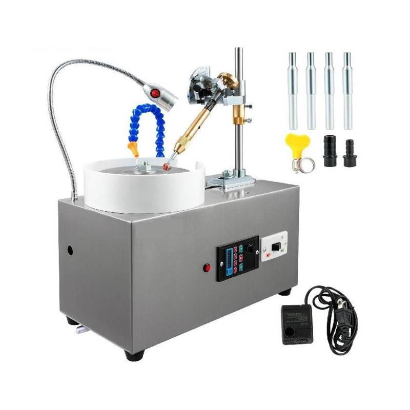 Poliermaschine für Schmuck 180 W Edelstein-Facettiermaschine mit Facettenmanipulator, LED-Licht-Wasserpumpe, 2800 U/min, flache Edelsteinverarbeitung, Jade-Winkelpolierer Kompakt, tragbar, leistungsst von GUOPIN