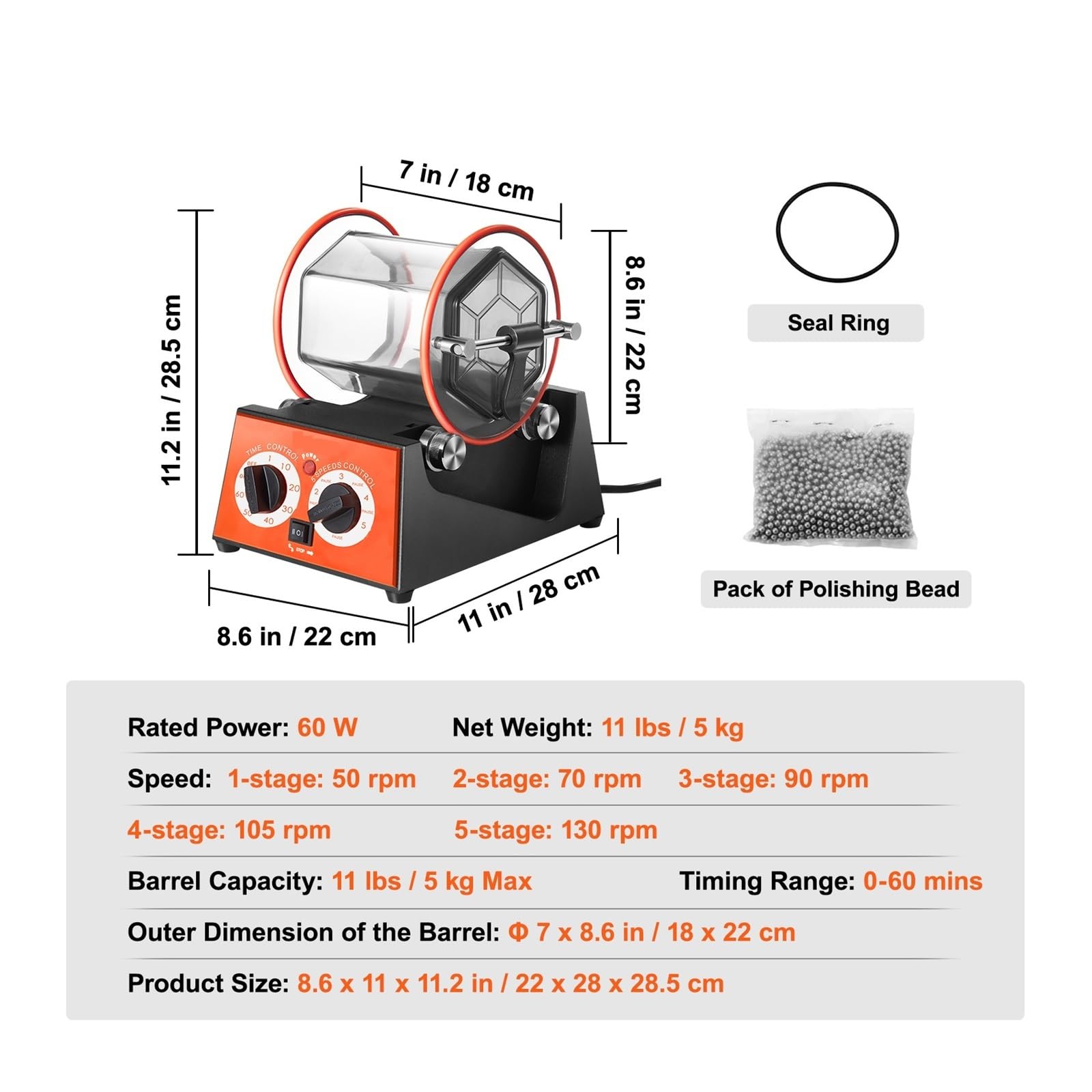 Poliermaschine für Schmuck 3 kg 5 kg Rotary Tumbler Oberflächenpolierer Schmuck Trommel Poliermaschine Edelstein DIY Mini-Tumbler Finishing-Tools Kompakt, tragbar, leistungsstark(5Kg Capacity) von GUOPIN