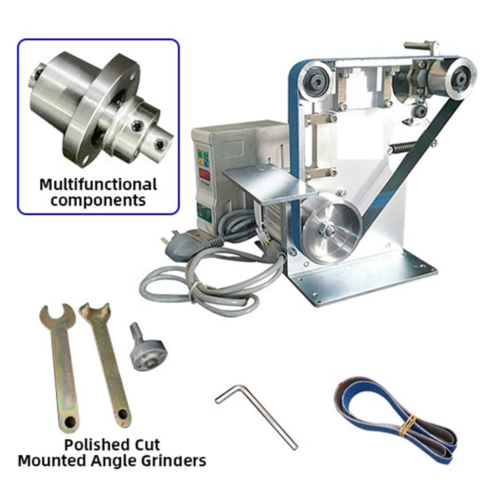 Poliermaschine für Schmuck Bürstenlose Bandmaschine, elektrische Bandschleifmaschine, Schleifmaschine, Polierer, Spitzer, Polierschleifmaschine, 762 x 25 mm, fester Winkel, offen Kompakt, tragbar, lei von GUOPIN