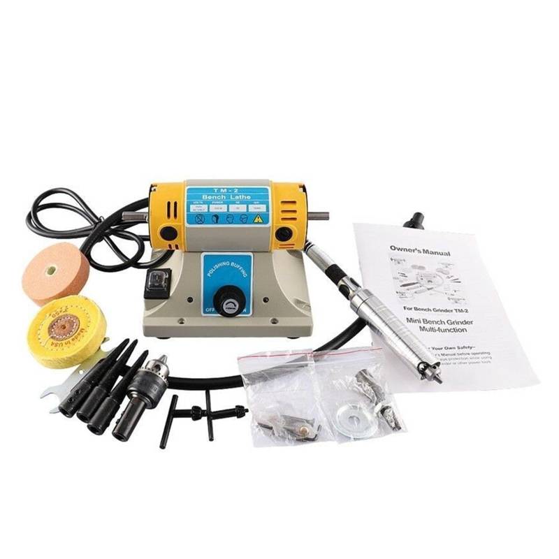 Poliermaschine für Schmuck Schmuck Rock Edelstein Polieren Puffer Maschine Bench Drehmaschine Polierer 350W Elektrische Mühle Schleifmaschine Polierer Werkzeug Kits Kompakt, tragbar, leistungsstark(1 von GUOPIN