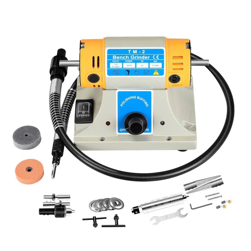 Poliermaschine für Schmuck Schmuck Rock Edelstein Polieren Puffer Maschine Bench Drehmaschine Polierer 350W Elektrische Schmuck Rock Grinder Mühle Schleifmaschine Kompakt, tragbar, leistungsstark(Plug von GUOPIN