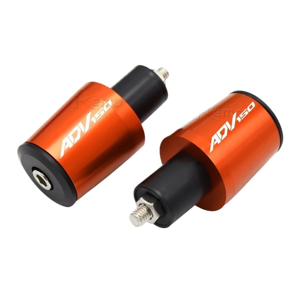 Für ADV150 ADV 150 Motorrad 7/8''22mm CNC Aluminium Lenker Griffe Griff Bar Kappe End Stecker(Orange) von GUOXUN