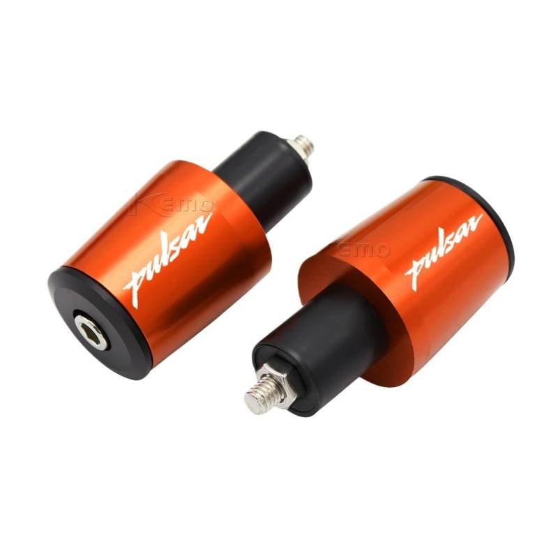 Für Bajaj Pulsar Motorrad 7/8''22mm CNC Aluminium Lenker Griffe Griff Bar Kappe End Stecker(Orange) von GUOXUN