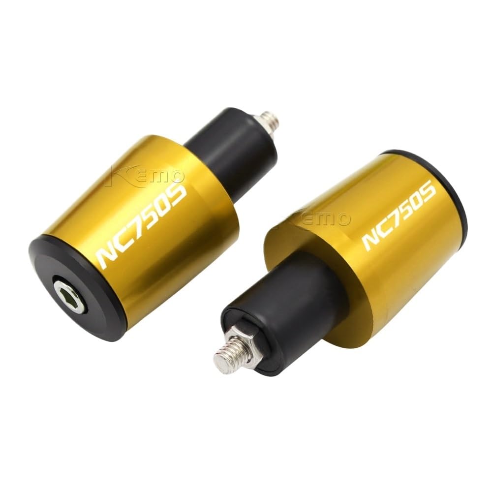 Für NC750S NC 750S Motorrad 7/8''22mm CNC Aluminium Lenker Griffe Griff Bar Kappe End Stecker(Gold) von GUOXUN