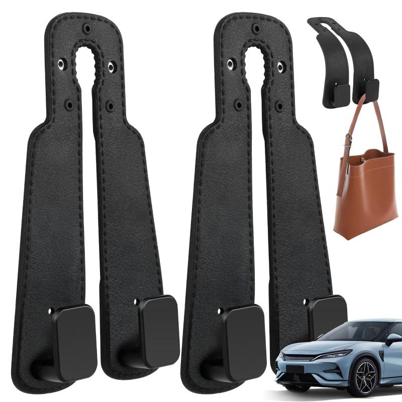 2 Stück Auto Haken Kopfstütze Gummi, Schwarz Taschenhalter Auto für Versteckte, Universal Haken für Autositzlehnen, Auto Zubehör Innenraum für Lebensmittel-Taschen, Handtaschen, Kleidung von GUOYIHUA