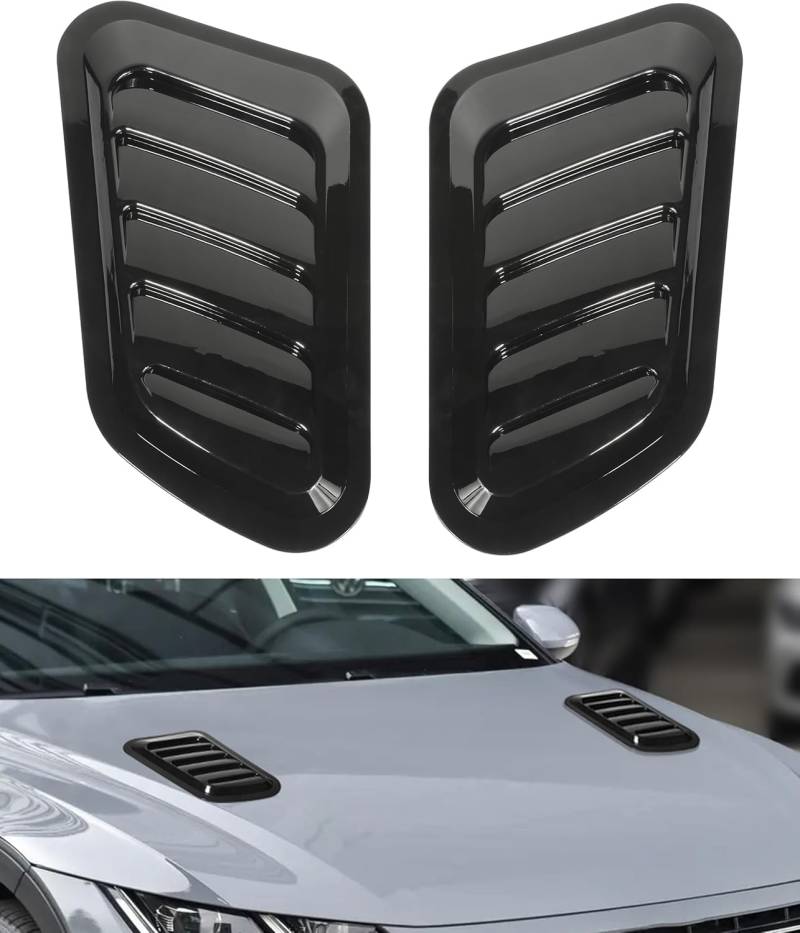 GUOYOU Auto Zubehör,2 Stücke Auto Tuning Luftstrom Ansaugschaufel Hood Air Vent Modified Accessories Black Lufteinlass Dekorative Universal,für Auto Air Flow Motorhaube Aufkleber Kohlefaser von GUOYOU