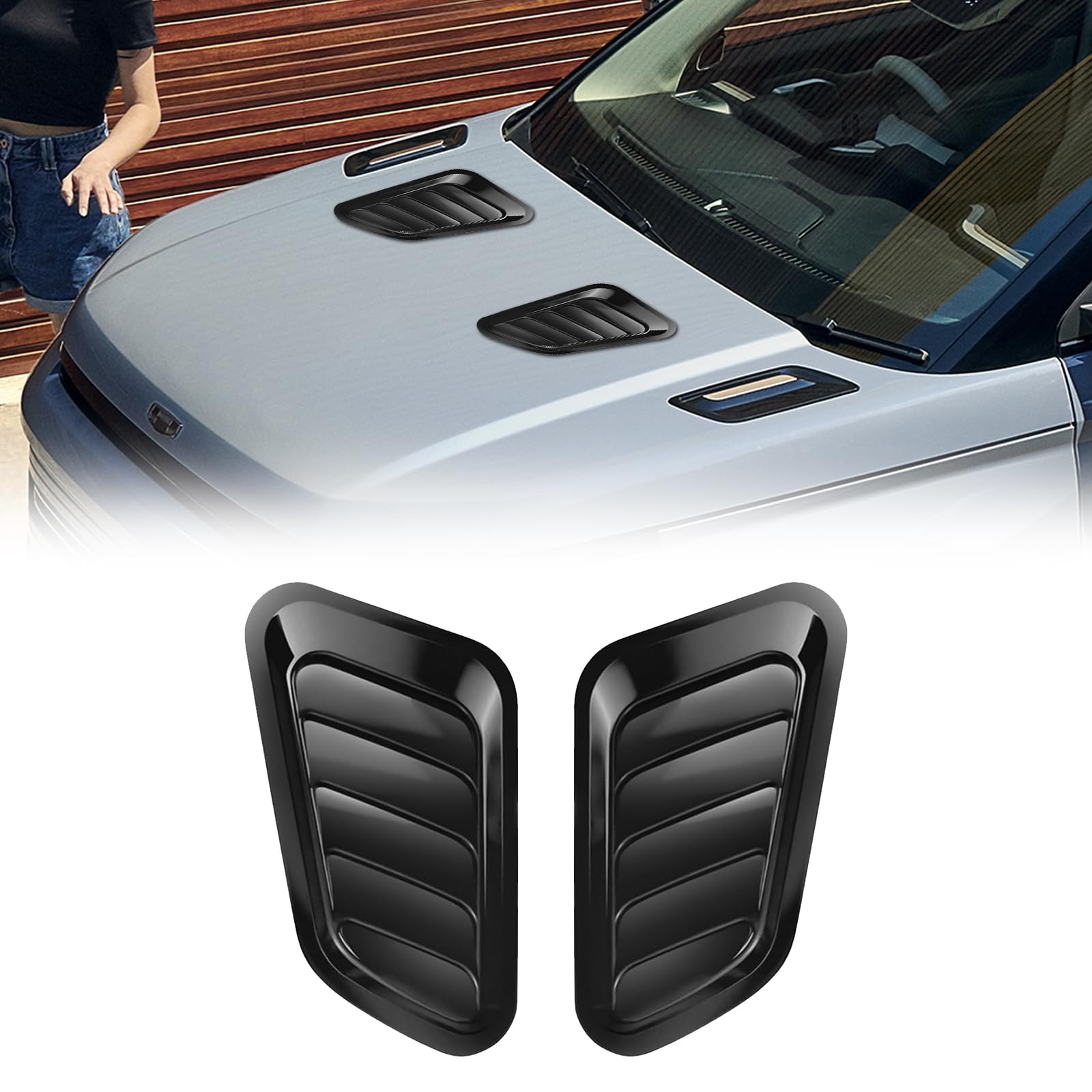 GUOYOU Auto Zubehör,2 Stücke Auto Tuning Luftstrom Ansaugschaufel Hood Air Vent Modified Accessories Black Lufteinlass Dekorative Universal,für Auto Air Flow Motorhaube Aufkleber Kohlefaser von GUOYOU