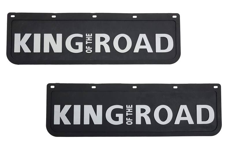 2 x Kotflügel Schmutzfänger KING OF THE ROAD 60x18cm Schutzblech Gummi Anhänger LKW Zubehör Paar Schwarz Weiß von GURBUZ