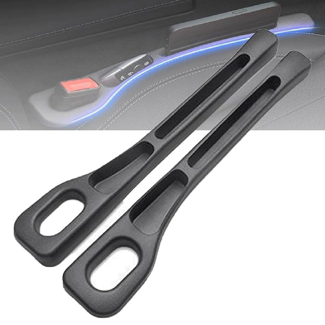 2 Stück Vehicle-Mounted Gap Leak-Proof Filling Strip, Autositz-Lückenfüller, Sitzseite Auslaufsicherer Streifen, Car Seat Gap Filler, Universal Sitzlückenfüller Stopfen für PKW, SUV, LKW (Schwarz) von GUSHE