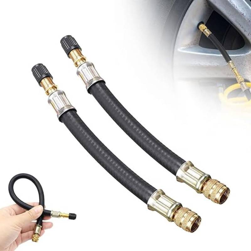 2PCS Universal Flexible Tire Valve Extenders,Flexible Gummi-Verlängerung,Autoventil Ventilverlängerungen,Reifenventil Verlängerung Adapter mit Ventilkappe,für Autos,LKWs,Motorräder,Fahrräder (100mm) von GUSHE