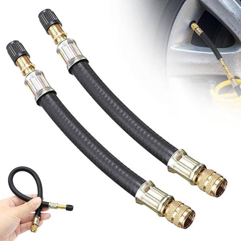 2PCS Universal Flexible Tire Valve Extenders,Flexible Gummi-Verlängerung,Autoventil Ventilverlängerungen,Reifenventil Verlängerung Adapter mit Ventilkappe,für Autos,LKWs,Motorräder,Fahrräder (210mm) von GUSHE