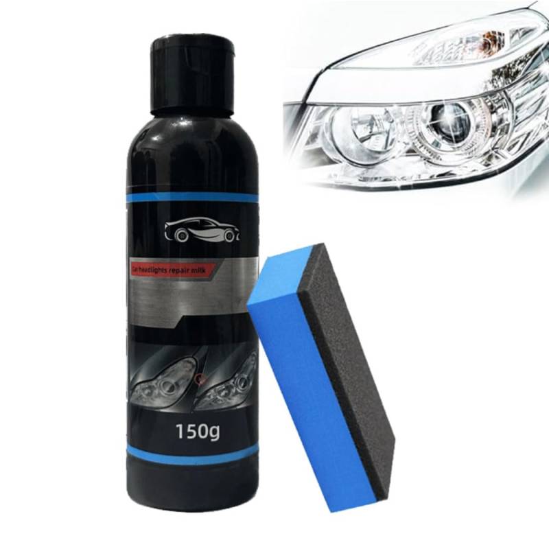 Autoscheinwerfer-Reparaturlotion, Reparatur- Flüssigkeit für Autoscheinwerfer, Auto Scheinwerfer Reiniger, Auto Scheinwerfer Politur, Car Headlight Repair Fluid für Autos, Motorräder, 150ml (1Set) von GUSHE