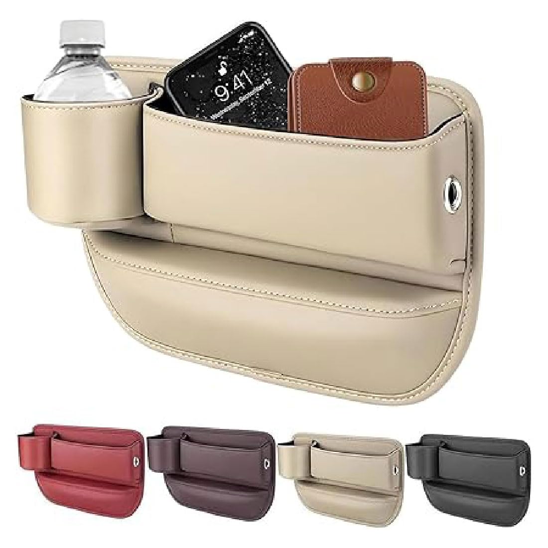 Berimat for Car, Cup Holder Gap Bag for Car, Aufbewahrungsbox für Autositze, Autositz Lückefüller Organizer mit Getränkehalter, Autositz Seitentaschen Organizer für Handys Geldbörse (Beige, Left) von GUSHE