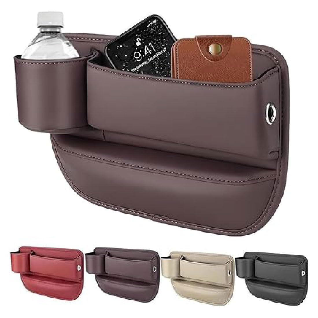 Berimat for Car, Cup Holder Gap Bag for Car, Aufbewahrungsbox für Autositze, Autositz Lückefüller Organizer mit Getränkehalter, Autositz Seitentaschen Organizer für Handys Geldbörse (Kaffee, Right) von GUSHE