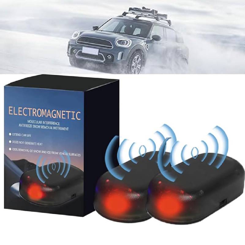 GUSHE Auto Enteiser Tragbare Kinetische Molekularheizung, Molekulare Enteisung von Fahrzeugen, Elektromagnetisches Frostschutzmittel zur Schneeräumung, Auto Defroster für EIS, Schnee, Frost (2PCS) von GUSHE