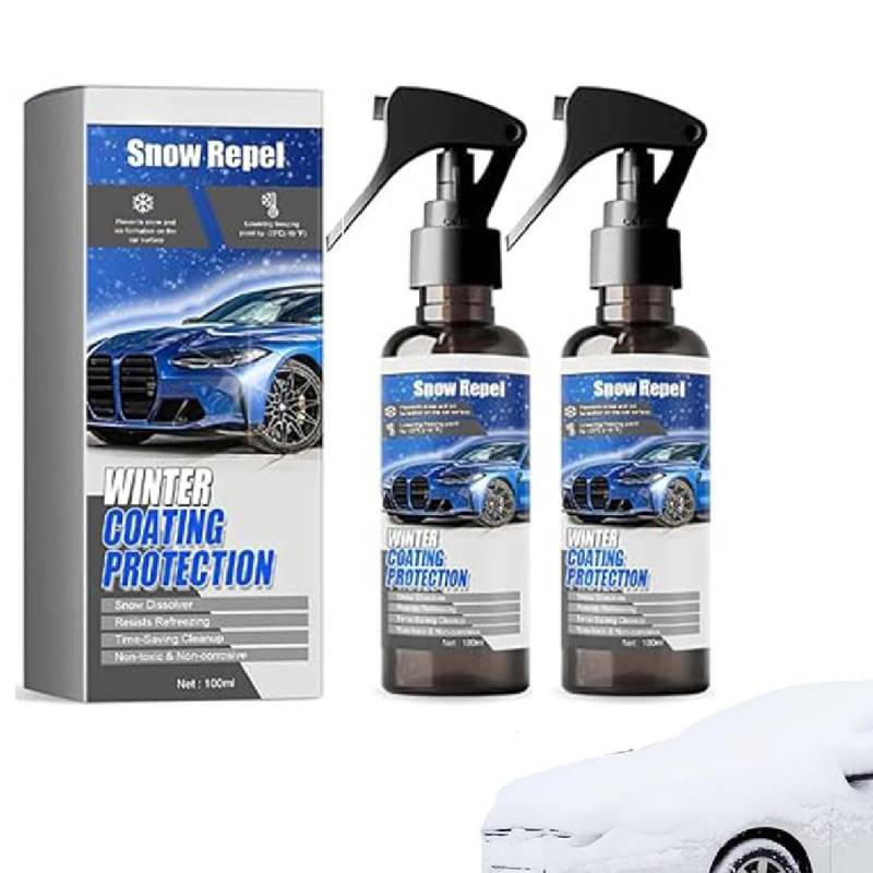 GUSHE Car Windshield Snow Melting Coating Spray, Enteiserspray Auto Scheibe, Scheibenenteiser Spray, Schneeräumung Spray, Auto Schneeschmelzspray Enteisungsmittel, Enteisungs-Anti-Frost-Spray (2PCS) von GUSHE