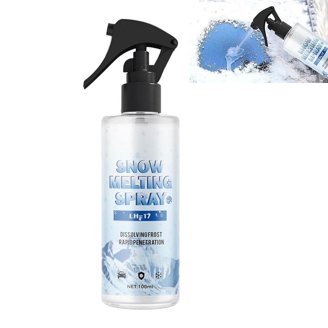 GUSHE Car & Refrigerator De-Icing and Snow Spray,Enteiserspray Auto Scheibe,Schneeschmelzspray,Entfroster Spray Auto,Entfernen sie Schnell EIS und Schnee von Autoscheiben und Windschutzscheiben (1PC) von GUSHE